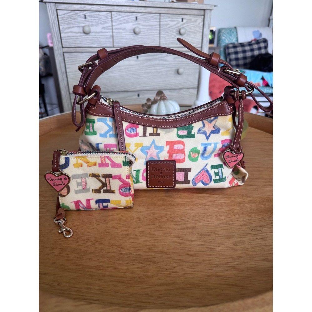 Vintage Y2K Dooney & Bourke graffiti monogram shoulder bag matching wallet